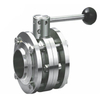 Stainless Steel Sanitary 3 Piece Welded Butterfly Valve (Manual Lever-Operated)