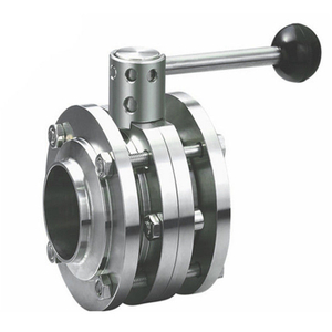 Stainless Steel Sanitary 3 Piece Welded Butterfly Valve (Manual Lever-Operated)
