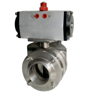 Stainless Steel 3-Piece Welded Butterfly Valve with Aluminum Pneumatic Actuator
