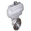 Sanitary 3-Piece Tank Bottom Ball Valve (Stainless Steel), with Aluminum Alloy Pneumatic Actuator