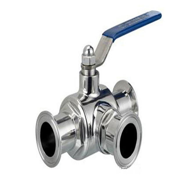 Sanitary Stainless Steel Clamp-Type 3-Way Ball Valve — Polished, Manual Operation
